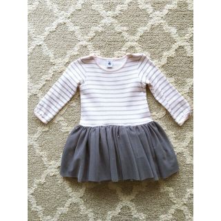 プチバトー(PETIT BATEAU)の値下げ　PETIT BATEAU プチバトー チュールボーダーワンピース(ワンピース)