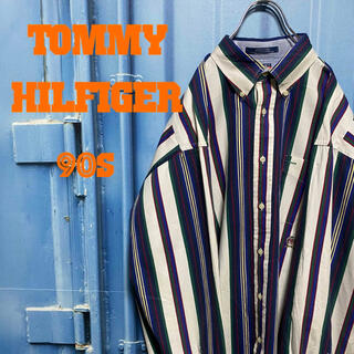 トミーヒルフィガー(TOMMY HILFIGER)のトミーヒルフィガー 超希少 90s マルチストライプ  ゆるだぼ 刺繍ロゴ(シャツ)