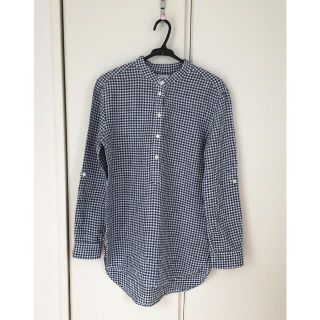 ユニクロ(UNIQLO)のノーカラーシャツ　ギンガムチェックシャツ (ユニクロ)(シャツ/ブラウス(長袖/七分))