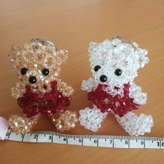 スワロフスキー(SWAROVSKI)のブリニケベア　テディベア　手作りビーズマスコット　１点(キーホルダー/ストラップ)