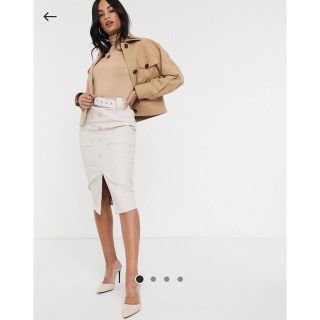 エイソス(asos)のASOSフェイクレザータイトスカートホワイト(ひざ丈スカート)