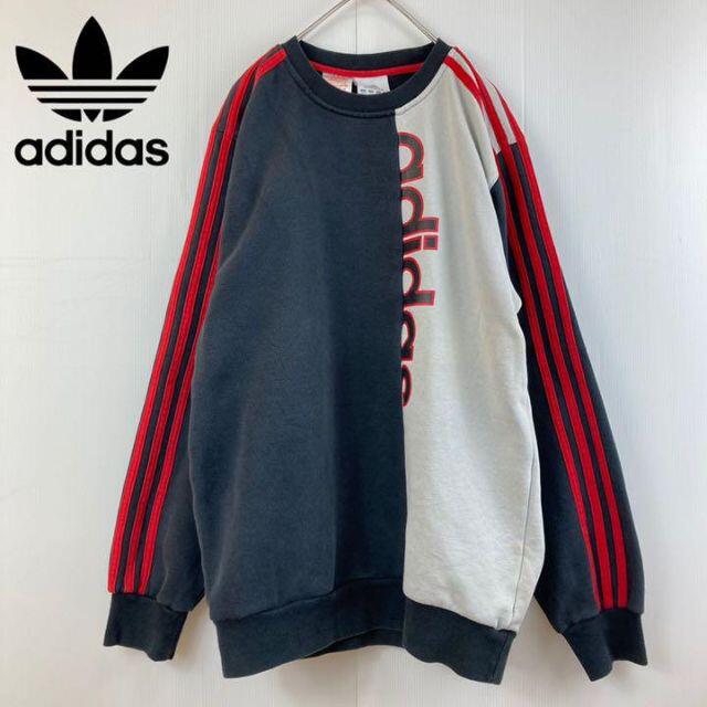 adidas(アディダス)のビンテージVINTAGEアディダスプリント切替スエットスウェットユニセックス古着 レディースのトップス(トレーナー/スウェット)の商品写真