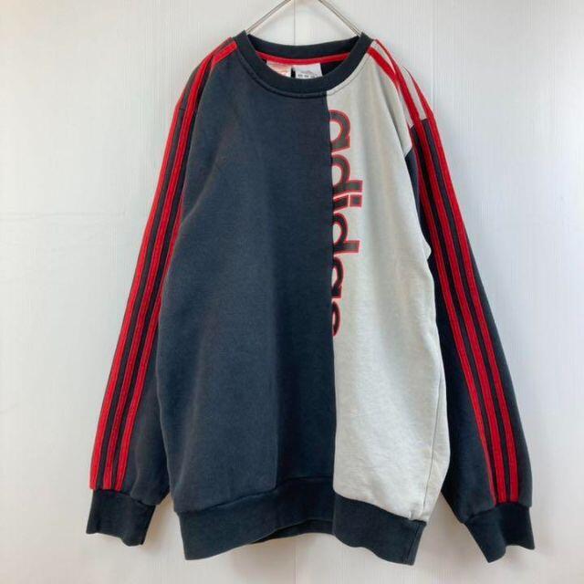 adidas(アディダス)のビンテージVINTAGEアディダスプリント切替スエットスウェットユニセックス古着 レディースのトップス(トレーナー/スウェット)の商品写真