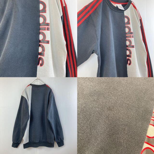 adidas(アディダス)のビンテージVINTAGEアディダスプリント切替スエットスウェットユニセックス古着 レディースのトップス(トレーナー/スウェット)の商品写真