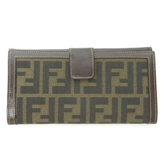 フェンディ(FENDI)のフェンディ FENDI 美品 ヴィンテージ ズッカ柄 FF ジャガード×レザー(長財布)