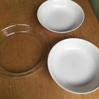 ムジルシリョウヒン(MUJI (無印良品))のイワキ耐熱皿&無印良品 磁器ベージュ(食器)