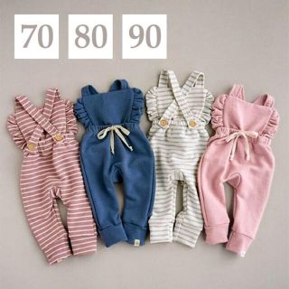 フリルサロペットパンツ〔70/80/90〕ベビー子供 オーバーオール 女の子春服(パンツ)