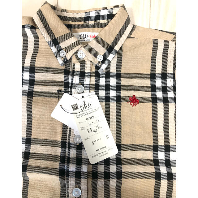 ポロベビー　チェックシャツ　100 キッズ/ベビー/マタニティのキッズ服男の子用(90cm~)(Tシャツ/カットソー)の商品写真