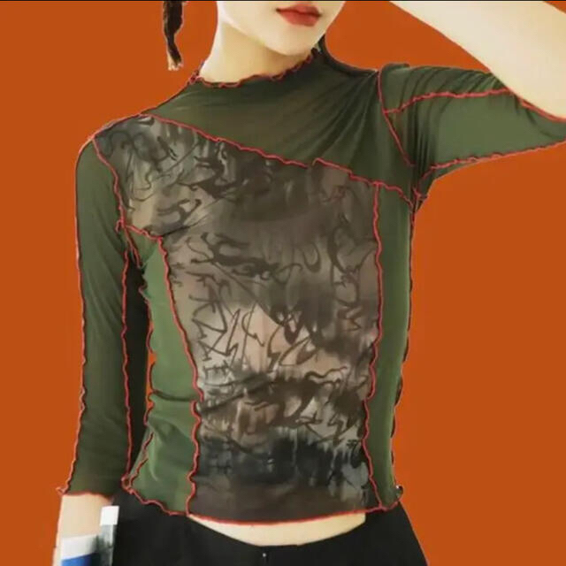 【即日発送】新品 韓国 メッシュ シースルー Tシャツ