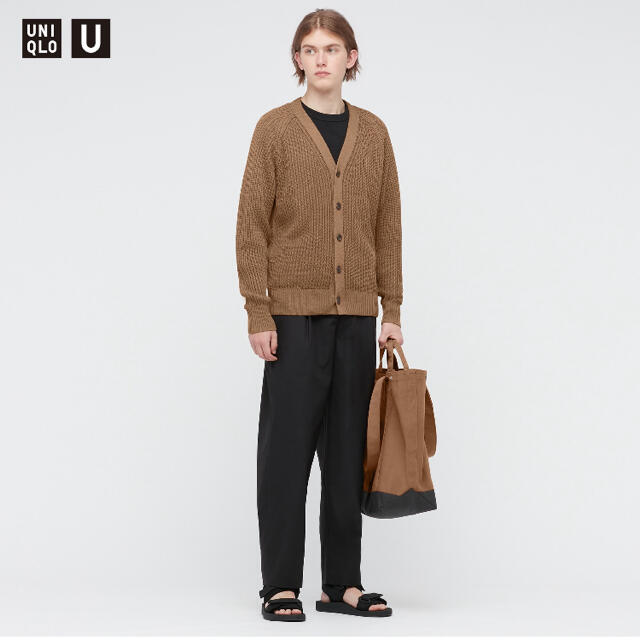 UNIQLO(ユニクロ)のラグランVネックカーディガン(長袖)/ブラウン/XL メンズのトップス(カーディガン)の商品写真