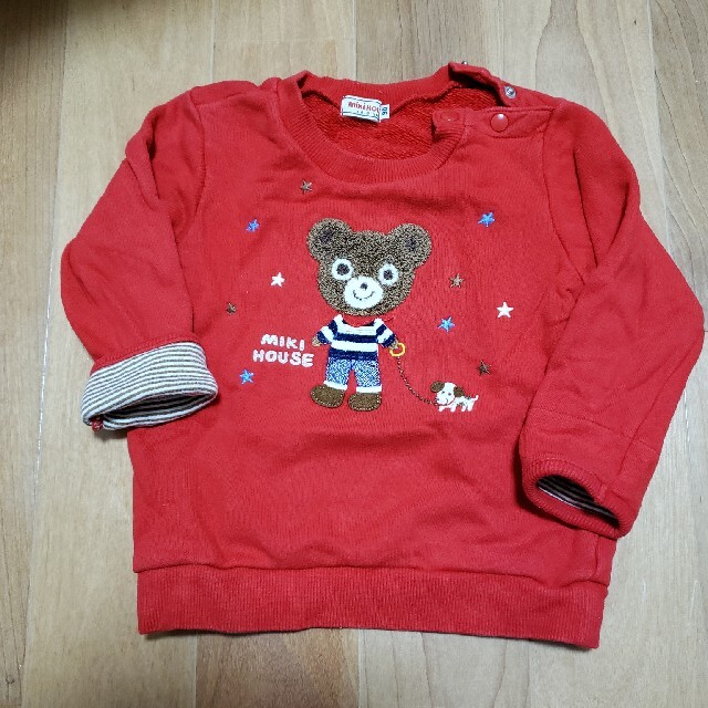 mikihouse(ミキハウス)のミキハウス　トレーナー　90 赤 キッズ/ベビー/マタニティのキッズ服男の子用(90cm~)(Tシャツ/カットソー)の商品写真