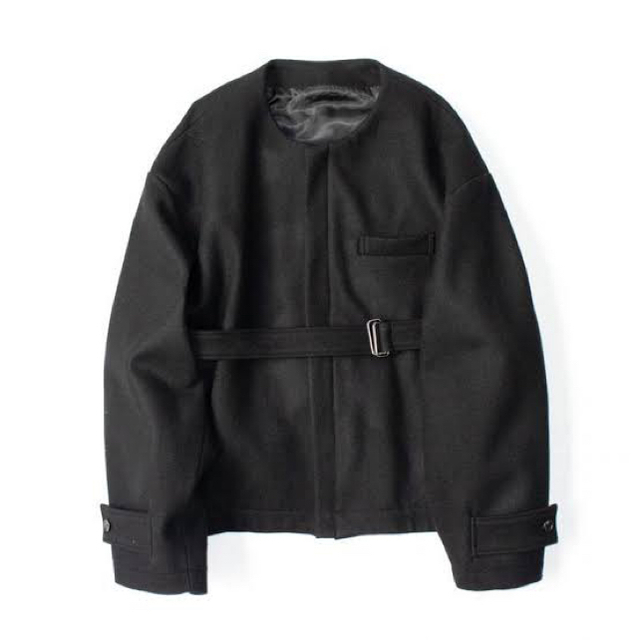 stein NO COLLOR BELTED JACKET