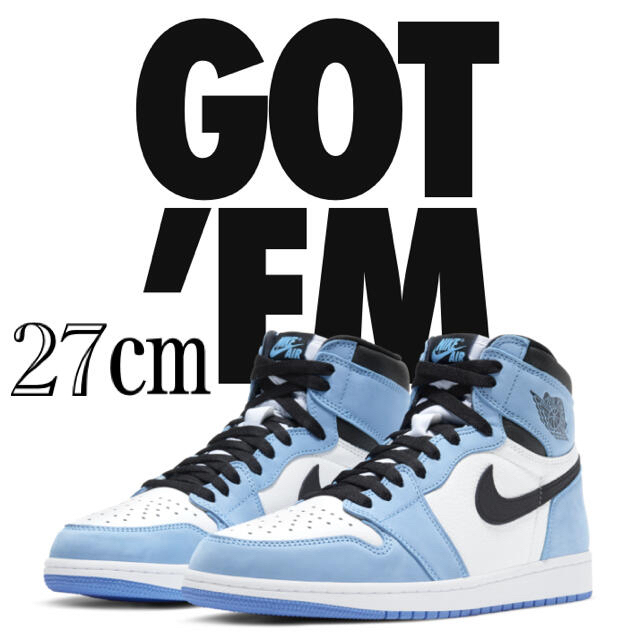 NIKE AIR JORDAN 1 UNIVERSITY BLUE 27㎝ナイキ - スニーカー