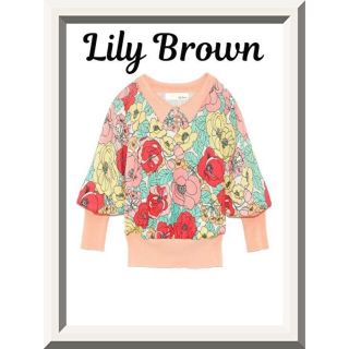 リリーブラウン(Lily Brown)の【Lily Brown】レトロ大花柄襟付きニット(ニット/セーター)