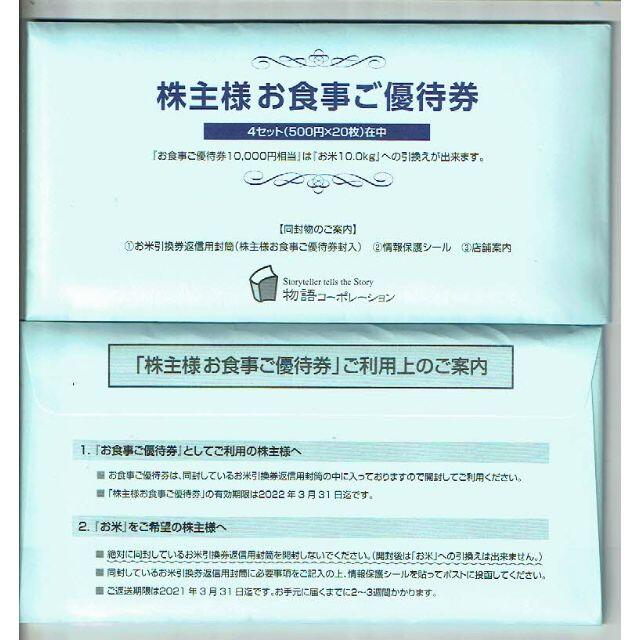 物語コーポレーション 株主優待 20,000円分 - レストラン/食事券