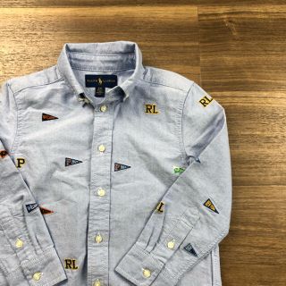 ポロラルフローレン(POLO RALPH LAUREN)のラルフローレン　　刺繍　柄シャツ　旗　キッズ　4T ボタンダウン(ブラウス)