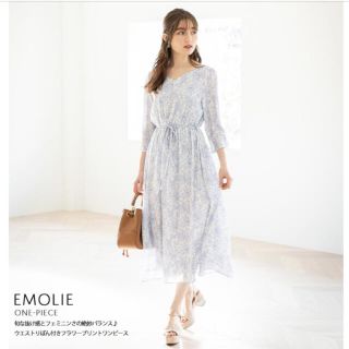 トッコ(tocco)の新品未使用♡トッコクローゼット ウエストりぼん付きフラワープリントワンピース(ロングワンピース/マキシワンピース)