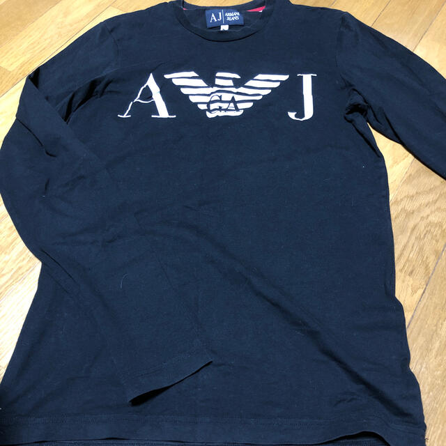 Giorgio Armani(ジョルジオアルマーニ)のAJジョルジオアルマーニJEANS 黒長袖丸首ストレッチTシャツ.Mすん メンズのトップス(Tシャツ/カットソー(七分/長袖))の商品写真