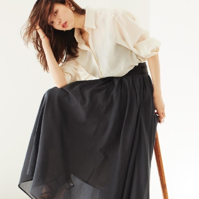 FRAY I.D(フレイアイディー)の新品タグ付　シルクコットンマキシスカート　黒　M FRAY I.D レディースのスカート(ロングスカート)の商品写真