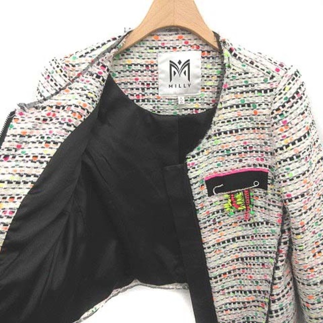 Milly(ミリー)のミリー milly スーツ セットアップ 上下 ツイード ノーカラー ジャケット レディースのフォーマル/ドレス(スーツ)の商品写真