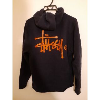 ステューシー(STUSSY)のSTUSSY ストゥーシー　パーカー　ロゴ　フーディー　ネイビー　オレンジ(パーカー)