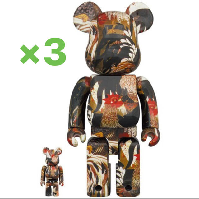 MEDICOM TOY(メディコムトイ)のBE@RBRICK 伊藤若冲 群鶏図 100％ & 400％ ×3 エンタメ/ホビーのフィギュア(その他)の商品写真