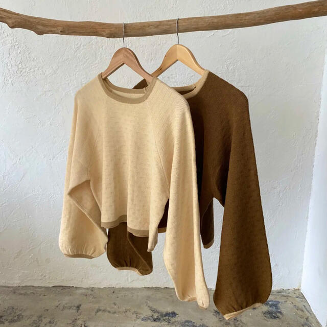 lawgy original spring knit tops アイボリー