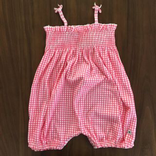 プチバトー(PETIT BATEAU)のSALE☆18M プチバトー ウ゛ィシーチェックキャミソールロンパース(ロンパース)