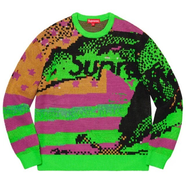 Supreme Digital Flag Sweater Green L