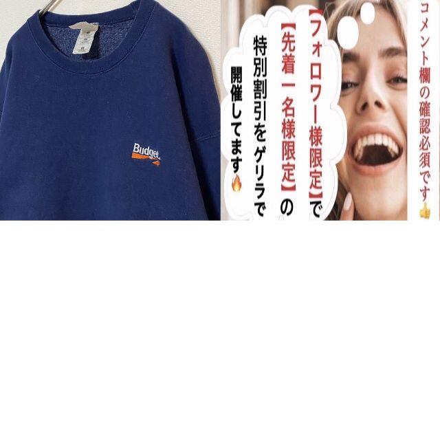 Hanes(ヘインズ)の90s Budget / 予算　刺繍　スウェット　トレーナー　ネイビー　オレンジ メンズのトップス(スウェット)の商品写真