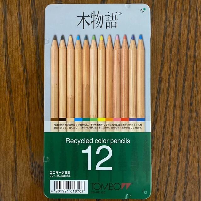 トンボ鉛筆(トンボエンピツ)のトンボ 色鉛筆 『木物語』缶入12色 エンタメ/ホビーのアート用品(色鉛筆)の商品写真