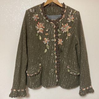 ジンカトウ(ZIN KATO)の5 へっぽこ先生　ジャケット　花柄　レース　ハンドメイド　グリーン(その他)