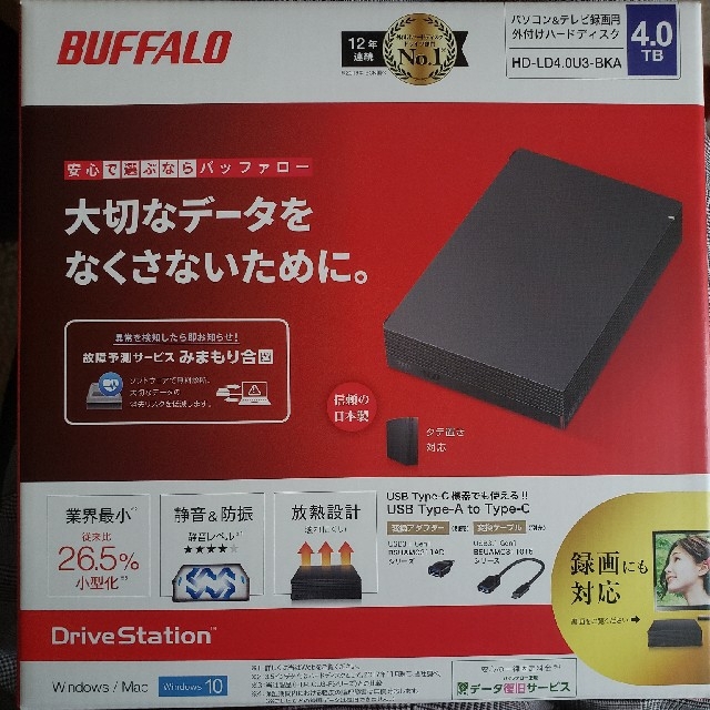 バッファロー USB3.0 外付けHDD HD-LD4.0U3-BKA 4TB