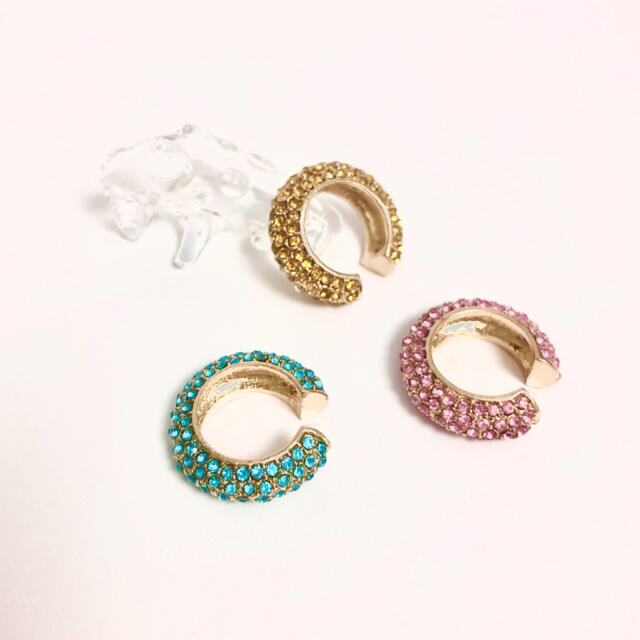 ZARA(ザラ)の春色♡ ラインストーンがかわいいイヤーカフ / イエロー/ピンク レディースのアクセサリー(イヤーカフ)の商品写真