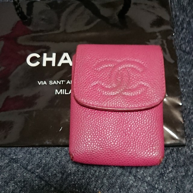 CHANEL(シャネル) キャビアスキン シガレットケース ポーチ ココマーク