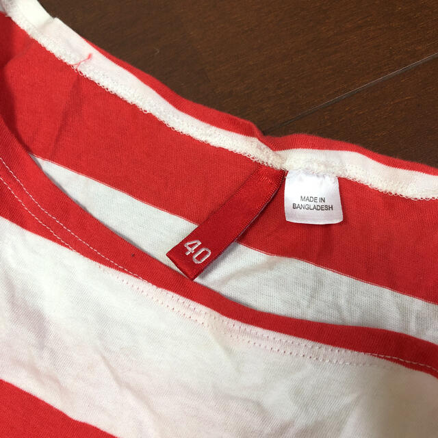 H&M 赤白ボーダー　丈長　tシャツ