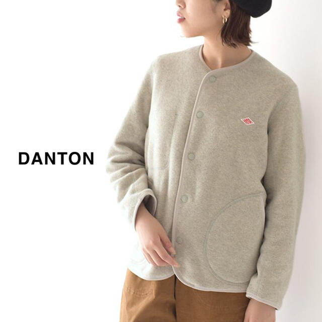 DANTON(ダントン)のDANTON（ダントン）| ノーカラーフリースカーディガン レディースのジャケット/アウター(ノーカラージャケット)の商品写真