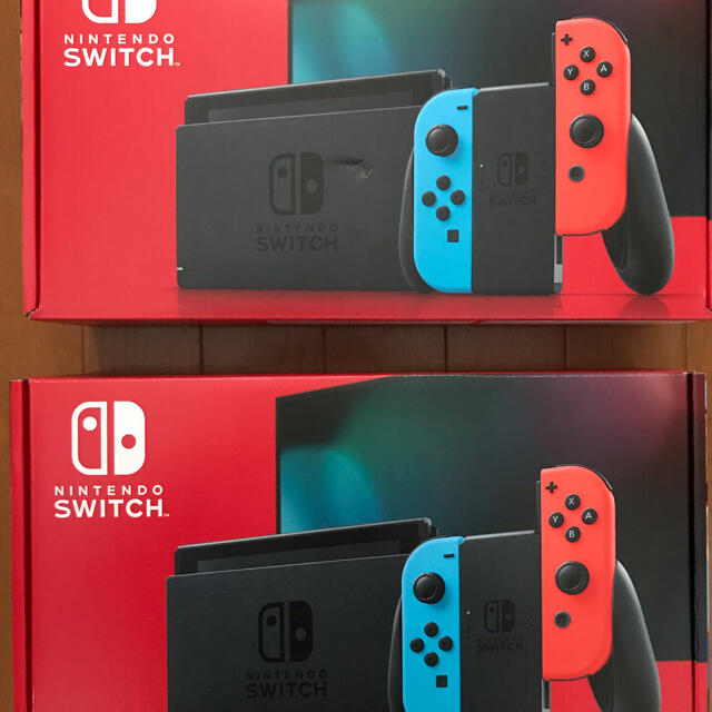Nintendo Switch - ニンテンドースイッチ　本体　2台　新品　保証書　ネオンブルー/(R)ネオンレッド