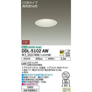 【美品】大光電機 ダウンライト DDL-5102AW 2個セット(天井照明)