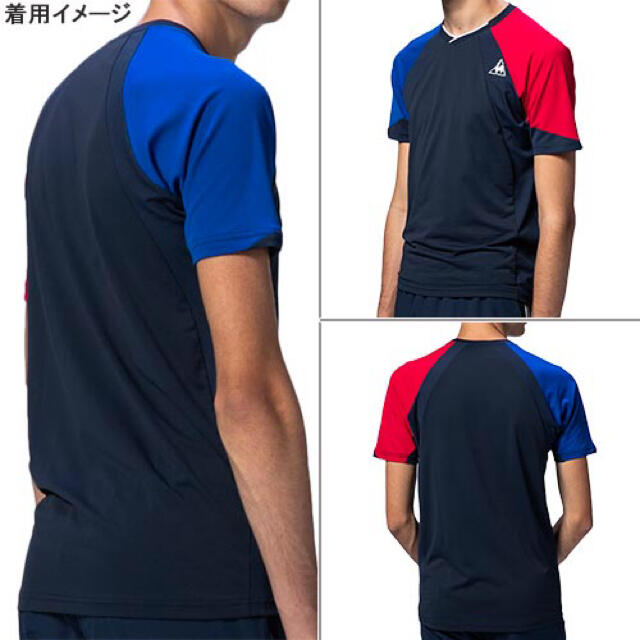 le coq sportif ルコックスポルティフ 半袖Tシャツ紺青赤 メンズM