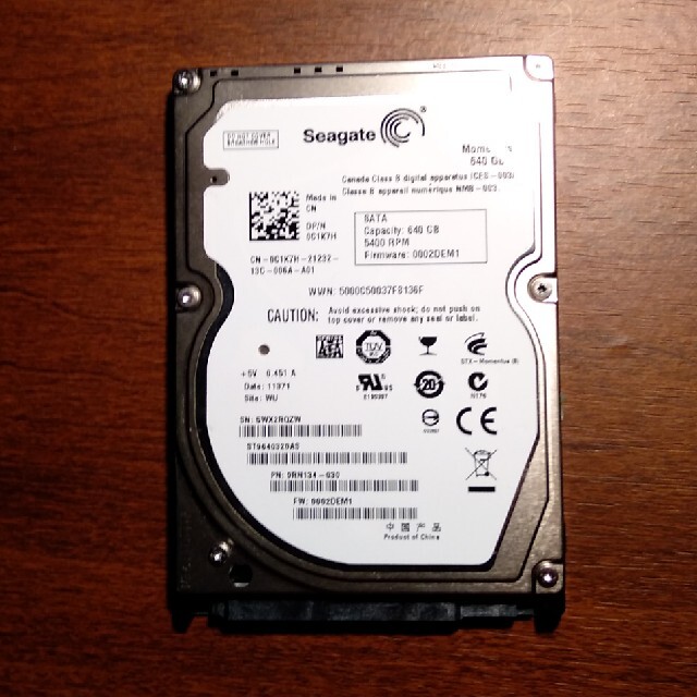 【M様】Seagate HDD 640gb 厚さ9mm スマホ/家電/カメラのPC/タブレット(PCパーツ)の商品写真