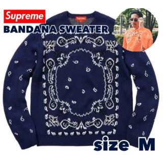 シュプリーム(Supreme)のSUPREME BANDANA SWEATER M ネイビー(ニット/セーター)