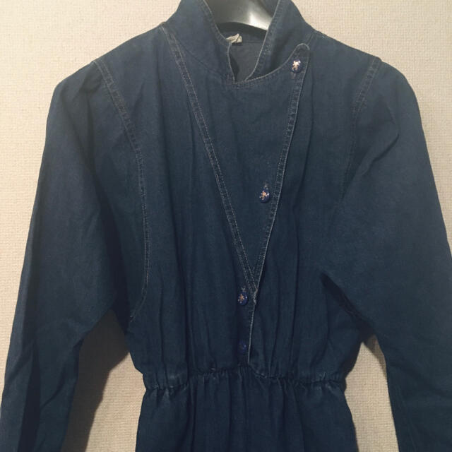 美品】vintage デニムオールインワン ジャンプスーツ インディゴブルー