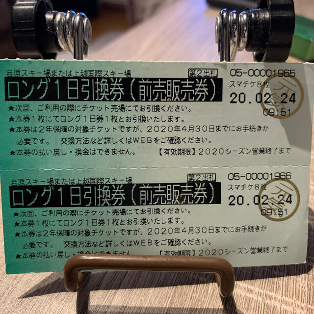 岩原スキー場 ロング1日引換 2名 2021/3/28まで