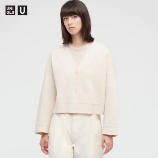 ユニクロ(UNIQLO)のユニクロ　ミラノリブVネックカーディガン　UNIQLO Lサイズ(カーディガン)