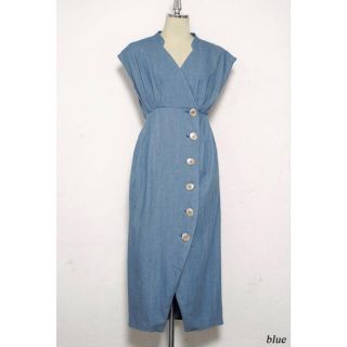 Denim Wrap-effect Midi Dress (ロングワンピース/マキシワンピース)