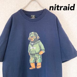 ナイトレイド(nitraid)のナイトレイド 半袖 Tシャツ ネイビー ベアー 古着 メンズ レディース L(Tシャツ/カットソー(半袖/袖なし))