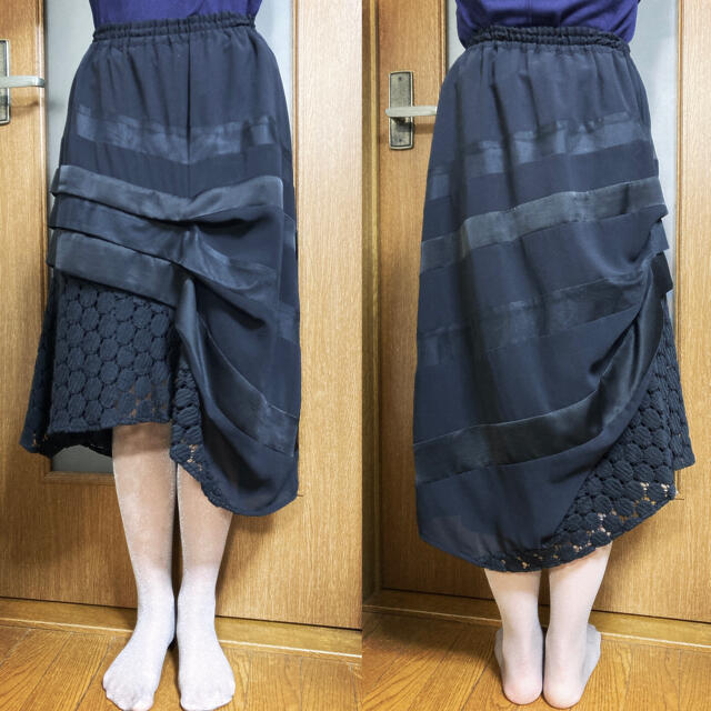 gomme(ゴム)のgomme 異素材スカート レディースのスカート(ひざ丈スカート)の商品写真