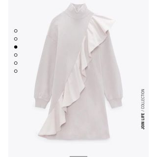 ザラ(ZARA)のZARA フリル付きミニワンピース　ワンピ　スウェット(ミニワンピース)