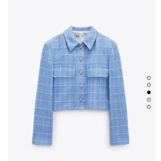 ザラ(ZARA)のZARA ザラ　テクスチャー素材　クロップド丈　ブレザー(テーラードジャケット)